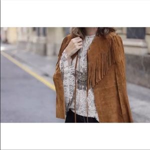 Zara fringe suede cape jacket